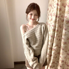 韩系巨好看针织露肩毛衣女款2026新款秋冬百搭可外穿内搭打底衫女