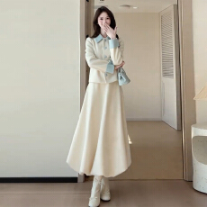 批发富家千金感穿搭气质连衣裙子女2026秋冬季新款法式小香风套装长裙