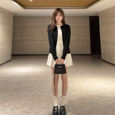 批发白色长袖衬衫连衣裙子女2026新款早春季韩系学院风小个子穿搭套装