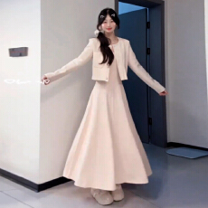 批发小香风粉色套装连衣裙子女春季2026新款法式千金高级感<b class='q'>礼服</b><b class='q'>长裙</b>