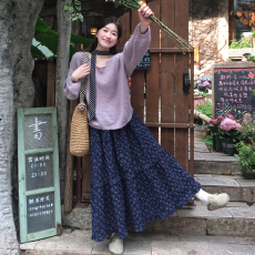 批发高级感穿搭紫色针织<b class='q'>连衣裙</b>子女装2026新款春秋小个子香风套装<b class='q'>长裙</b>