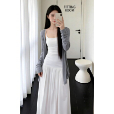 批发巨好看韩系穿搭一整套白色吊带<b class='q'>连衣裙</b>女2026新款春款气质套装<b class='q'>长裙</b>