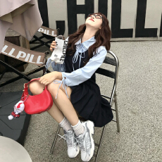 批发法式学院风黑色背心连衣裙子女早秋季2026新款小个子百褶短裙套装