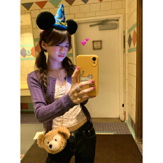 批发韩系超火紫色套装<b class='q'>女</b>2026新款早春修身显瘦针织开衫叠穿背心两件套