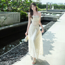 批发早春季巨好看蕾丝镂空吊带连衣裙子女夏2026年<b class='q'>新款</b>高级感气质长裙