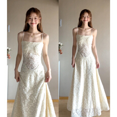 批发早春季巨好看蕾丝镂空吊带连衣裙子女夏2026年<b class='q'>新款</b>高级感气质长裙