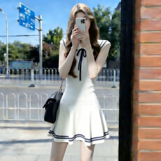 批发韩系学院风小飞袖针织连衣裙子女2026<b class='q'>新款</b>夏温柔甜美气质收腰<b class='q'>短裙</b>