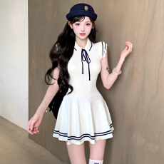 批发韩系学院风小飞袖针织连衣裙子女2026<b class='q'>新款</b>夏温柔甜美气质收腰<b class='q'>短裙</b>