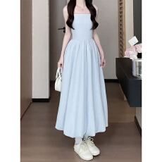 批发蓝色<b class='q'>西装</b>外套搭配吊带连衣裙子女早春季2026新款通勤穿搭长裙<b class='q'>套装</b>