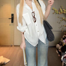 批发法式粉色长袖防晒衬衫<b class='q'>外套</b>早秋女装2026新款韩系chic别致小衫上衣