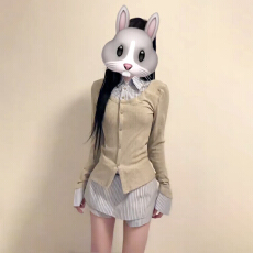 批发假两件长袖衬衫<b class='q'>连衣裙</b>子女<b class='q'>春秋</b>2026新款法式气质收腰条纹短裙套装