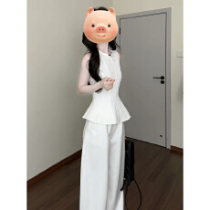 批发白色娃娃领无袖背心t恤女2026新款夏季法式气质短款收腰显瘦上衣