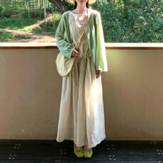 批发韩系慵懒风绿色软糯<b class='q'>针织</b>开衫女2026春季新款宽松显瘦薄款外套上衣