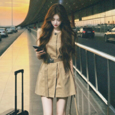 批发2025新款法式气质无袖背心工装连衣裙子女<b class='q'>夏</b>季小个子a字收腰短裙