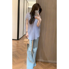 批发巨好看漂亮蓝色针织背心<b class='q'>连衣裙</b>子<b class='q'>女</b>夏季2026新款韩系穿搭一整套装