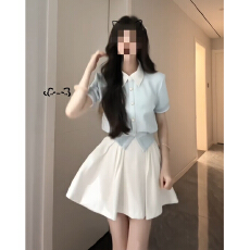 批发夏季绝美一整套ootd穿搭连衣裙子女夏季学院风独特漂亮套装<b class='q'>蓬蓬</b>裙