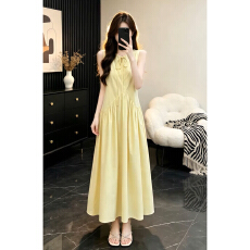 批发法式绝美黄色背心<b class='q'>连衣裙</b>子女夏季2026新款海边度假高级感气质长裙