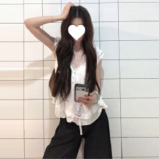 批发法式纯欲风白色V领蕾丝小飞袖衬衫女夏季2026新款设计感减龄上衣