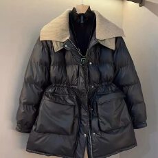 批发针织大翻领羽绒棉服女冬季大码胖mm高级感减龄好看中长款棉衣外套