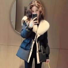 批发独特漂亮冬装中长款大毛领加厚保暖棉服女款韩系显瘦保暖外套棉袄