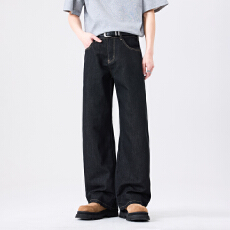 批发春夏季男士牛仔<b class='q'>时尚</b>潮牌休闲微弹怀旧宽松直筒青年牛仔裤男