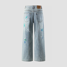 批发春夏季男士牛仔时尚潮牌休闲微弹怀旧宽松直筒青年牛仔裤男