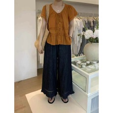 批发Lulubaby<b class='q'>韩国</b><b class='q'>代购</b>荷叶小花边洋气衬衫百搭休闲短袖上衣2025夏季