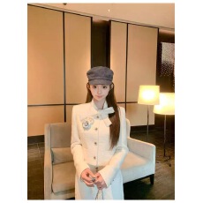 批发纽约艺术生 24C<b class='q'>山茶花</b>限定飘带11羊毛小香风粗花呢外套