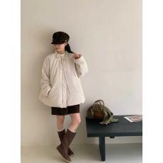 批发2025冬季花边领口设计感宽松美式街头风羽绒服外套