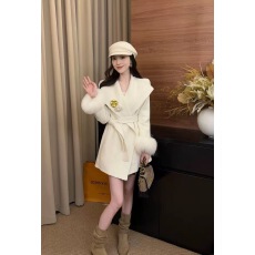 批发冬季绝美巨好看名媛风加羽绒收腰翻领中长款大衣女千金感中长外套