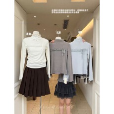 批发蝴蝶结蕾丝花边德绒内搭长袖t恤女秋冬新款修身<b class='q'>显瘦</b>半高领上衣潮