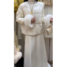批发新中式复古国风刺绣羽绒服外套女2025冬季新款90白鸭绒保暖上衣潮