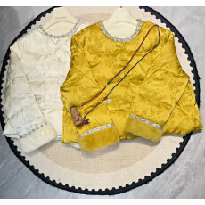 批发黄色立体刺绣水貂毛国风羽绒服女2025年冬季新款设计感显瘦短外套