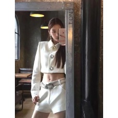 批发小香风套装<b class='q'>女</b>款高级感名媛千金白色<b class='q'>西装</b>短外套高腰短裤气质两件套