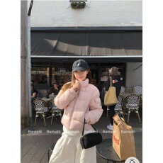 批发板栗可可Bankelili'软糯轻欧包'Mon*ler立领白鸭绒面包服外套女