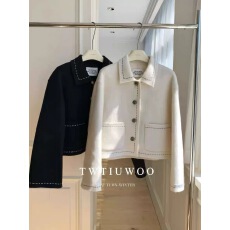 批发2025冬季款百搭翻领白鸭绒内胆宽松柔软舒适长袖羊绒羽绒服外套女