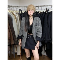 批发流苏小香风毛呢西装女2025冬季V领山茶花绒羽绒服内胆加厚外套