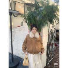 批发美拉德复古蝴蝶结毛领麂皮绒外套女款<b class='q'>秋</b>冬季短款保暖羽绒上衣