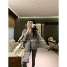 批发2025冬季新款时尚韩版白鸭绒围巾款正反两穿加厚保暖羽绒服外套