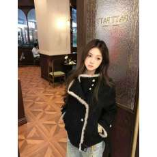 批发毛领拼接设计感小众立领毛呢外套女冬季2025新款羽绒内胆短款夹克