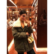 批发赵露思同款羊羔毛羽绒工装派克服女2025新中长款保暖冲锋衣外套