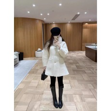 批发EASE千金风赫本优雅气质收腰带毛领羽绒内胆毛呢外套女中长款大衣