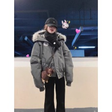 批发羽绒棉服女2025年新款冬季工装派克服大毛领情侣加厚棉袄棉衣外套