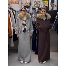 批发<b class='q'>冬</b>季休闲加绒卫衣套装裙2025新款韩版加绒大毛领外套半身裙两件套