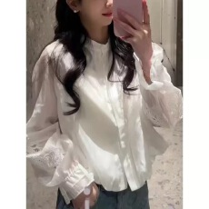 批发Leathercat白衬<b class='q'>衫</b>女款2026新款法式设计感小个子<b class='q'>镂空</b>独特别致衬<b class='q'>衣</b>