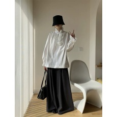 批发十三行2025冬装新款法式<b class='q'>文艺</b><b class='q'>范</b>立体花朵衬衫女立领木耳边宽松上衣