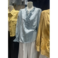 韩女后花园早春褶皱衬衫2026新款法式木耳边v领衬衣女