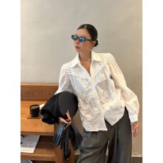 批发法式拼接蕾丝花边衬衣2026春秋新品宽松显瘦气质百搭休闲衬衫上衣