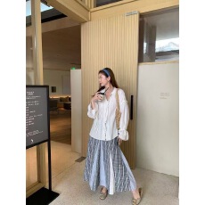 批发JIANSU吉普赛少女全棉蕾丝拼接木耳边提花衬衫女春系带喇叭袖上衣