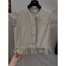 批发高端欧货春季新款时尚下摆荷叶边拼接PU皮马甲<b class='q'>女</b>时髦<b class='q'>皮衣</b>背心外套